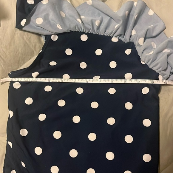 Carters girls Navy Polka Dot and ruffle one shoulder Swimsuit size 10 - Picture 8 of 8